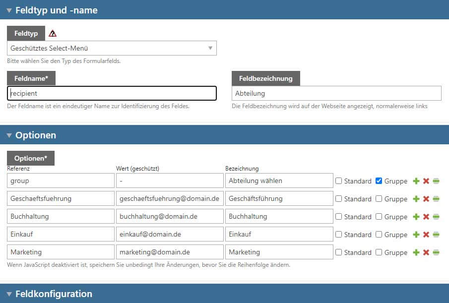 Neues Formular-Select-Feld mit contao-protectselect