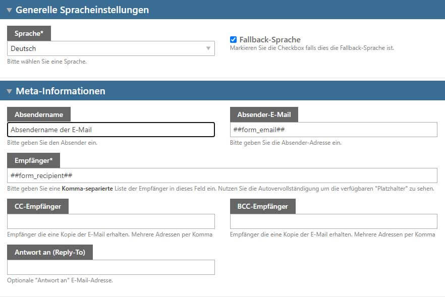 E-Mail Empfänger im Notification Center eintragen